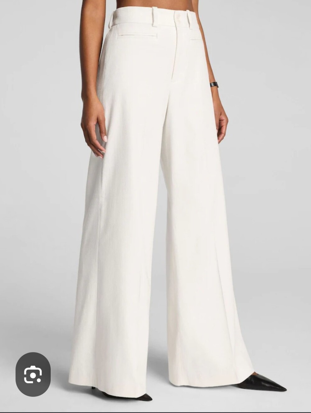 Boston Proper Cream Wide-Leg High-Rise Pants